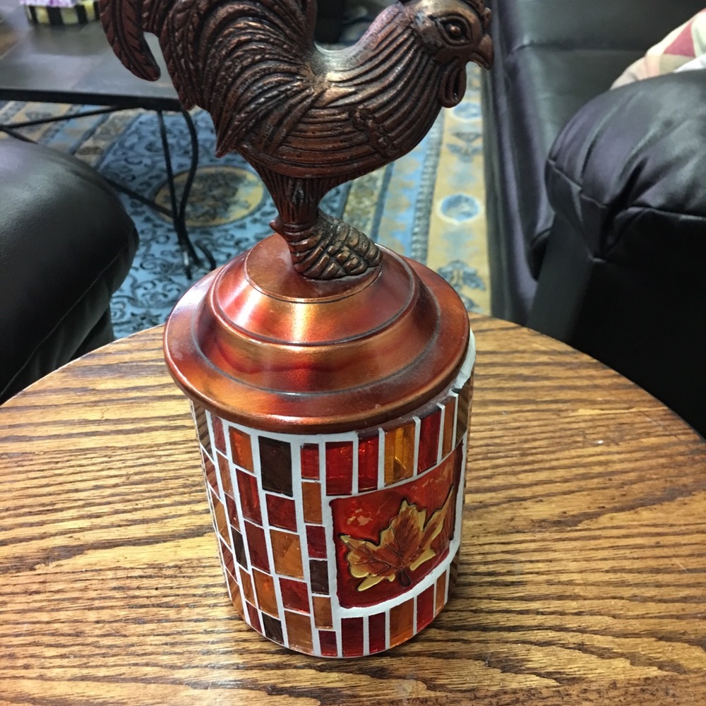 Rooster Glass Mosaic Candle Holder Decor